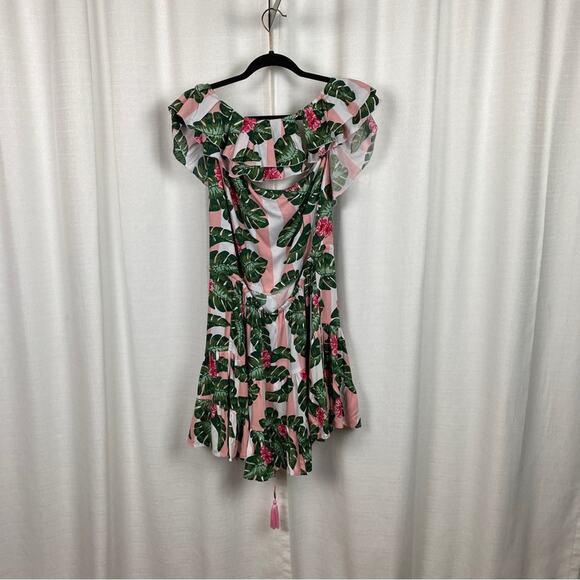 Lovers and Friends Pink&Green Floral Amity Pink Palm Tropical Dress Sz.L NWT - Picture 10 of 16